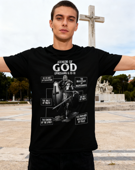 Armor of God Ephesians 6:10-18 Christian T-Shirt - 100% Cotton, Faith-Inspired Tee for Daily Wear & Religious Gatherings