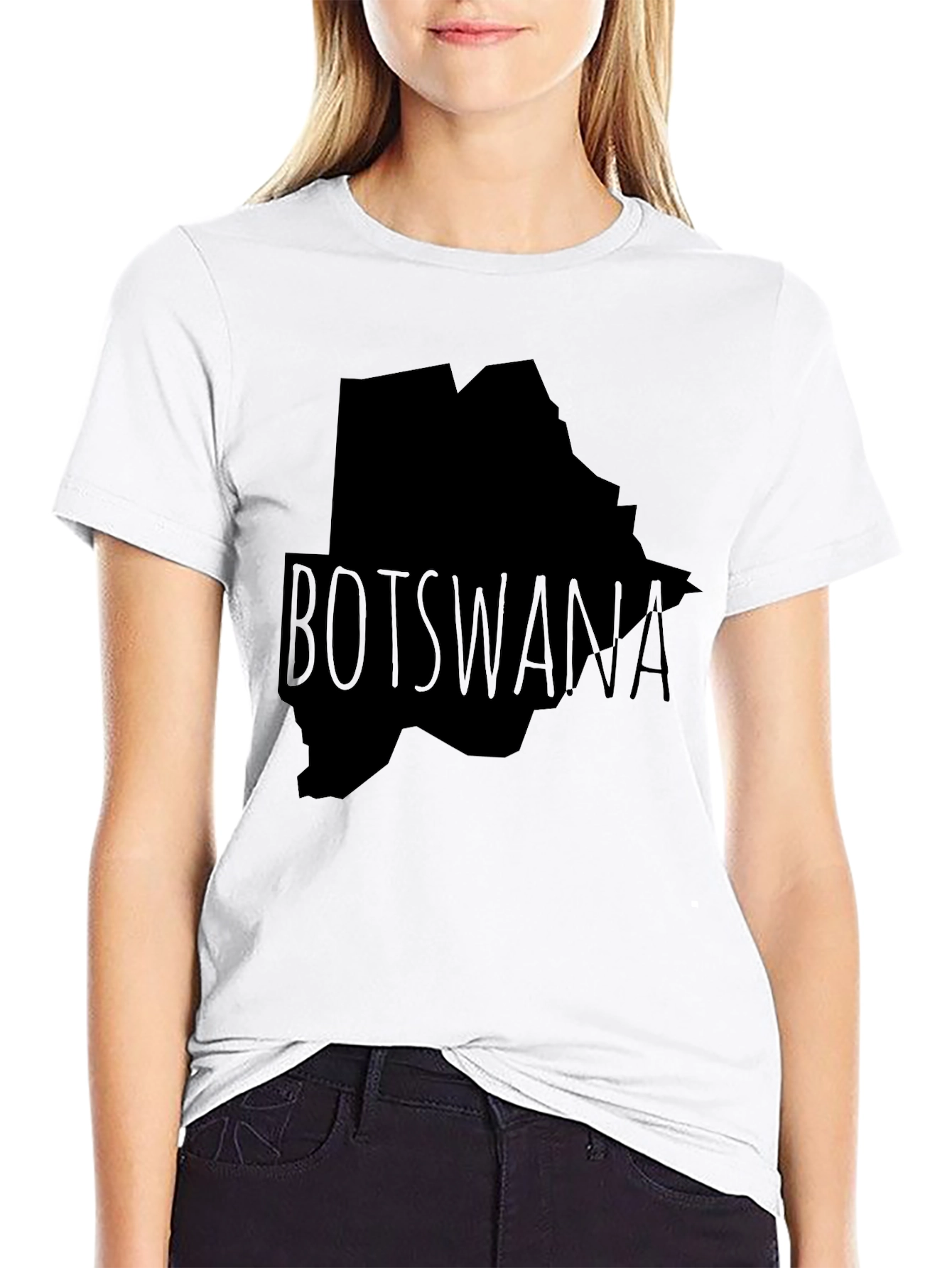 Botswana Map Graphic T-Shirt - Black