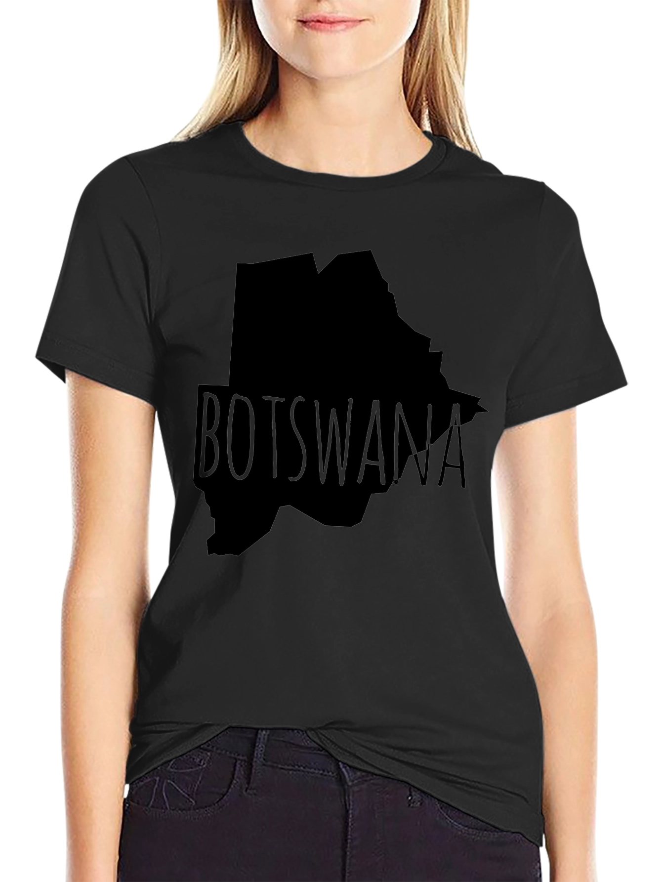 Botswana Map Graphic T-Shirt - Black