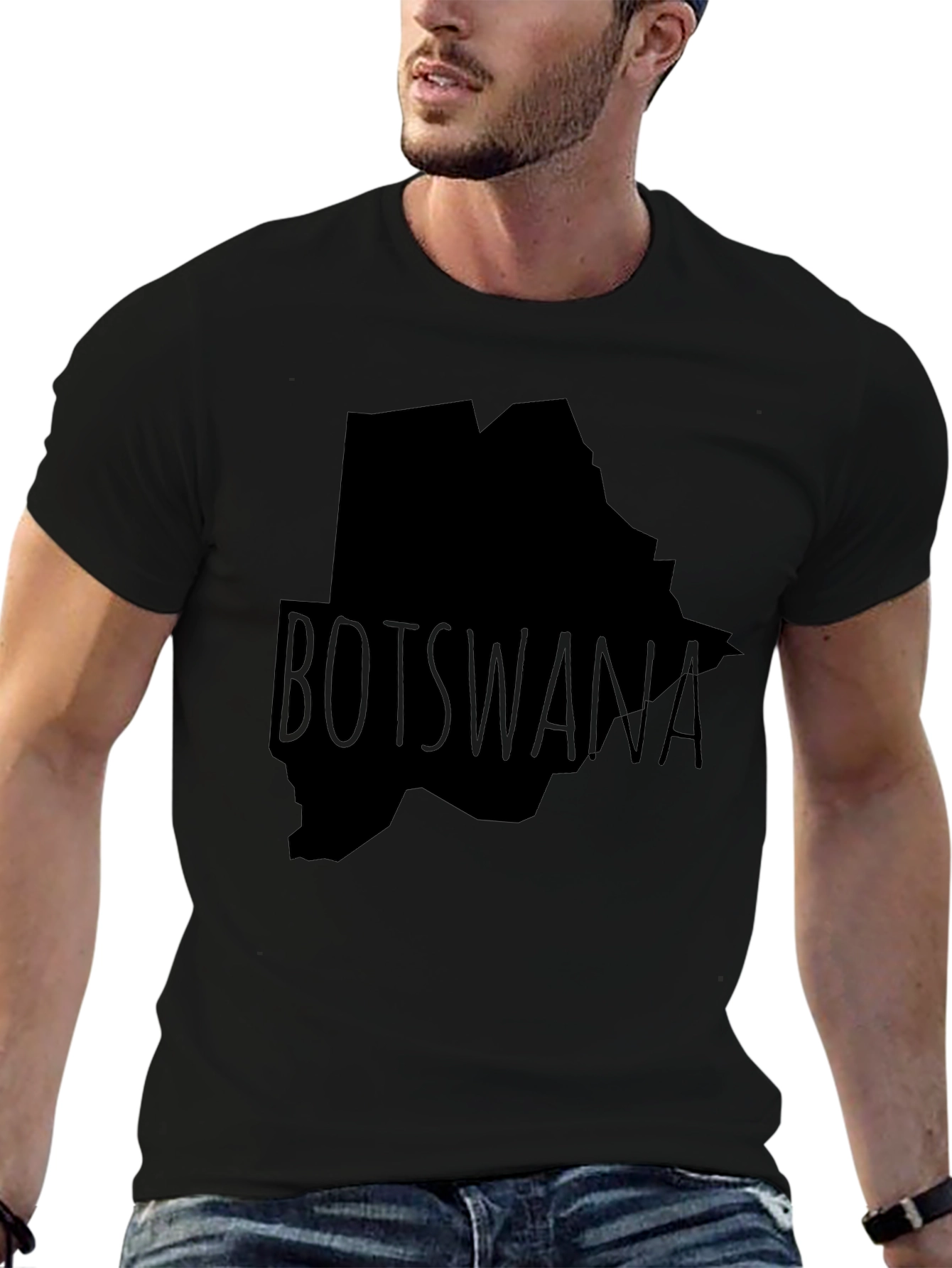Botswana Map Graphic T-Shirt - Black