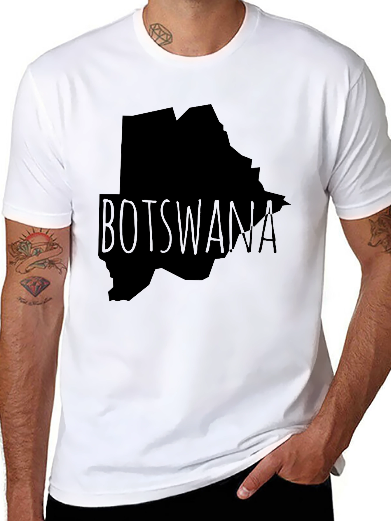 Botswana Map Graphic T-Shirt - Black
