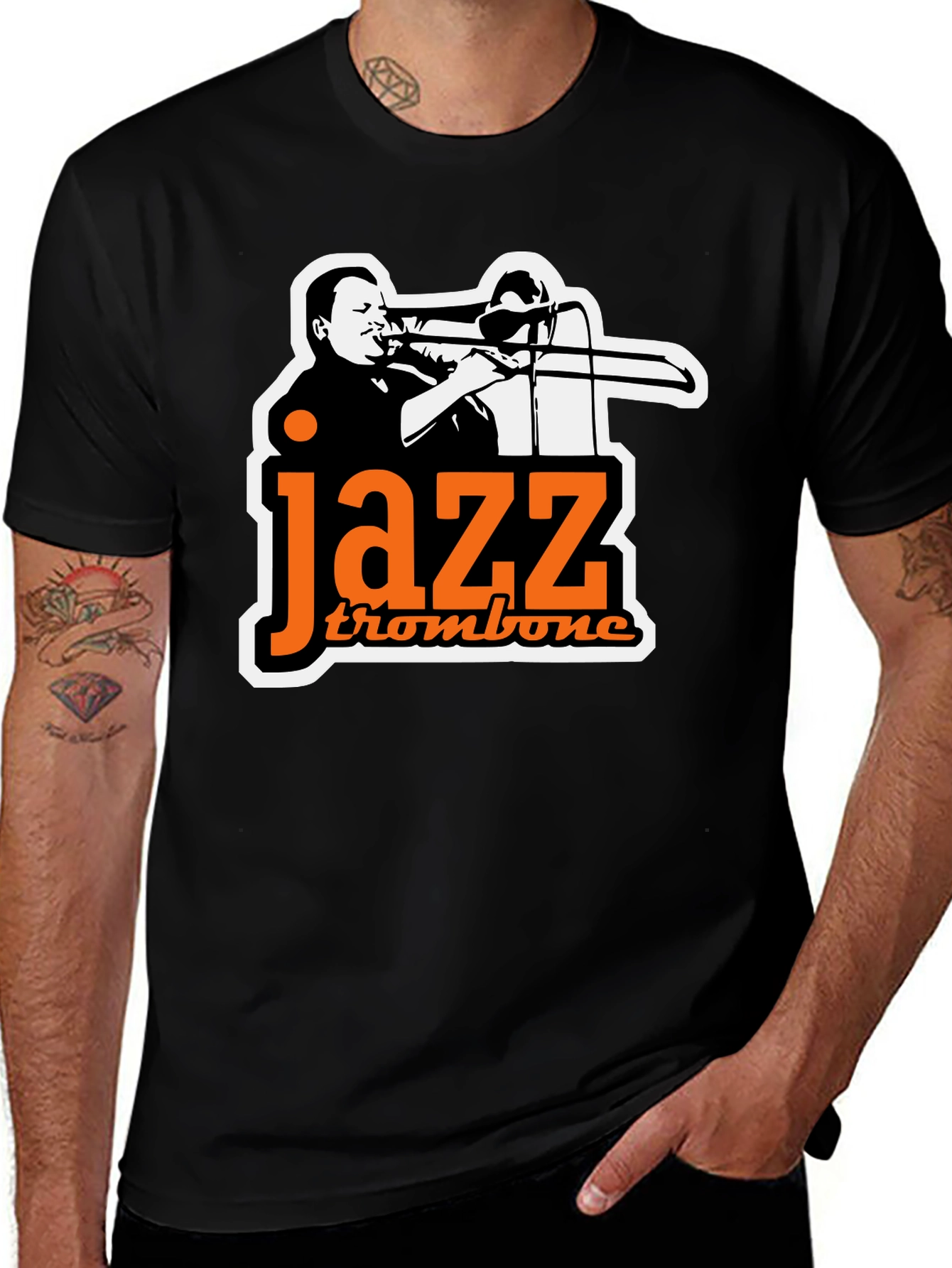 Jazz Trombone Graphic Tee - Black
