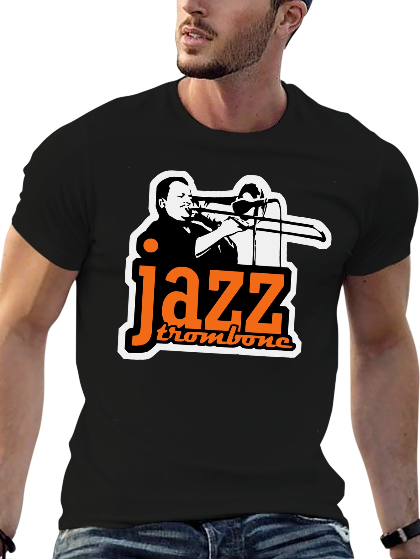 Jazz Trombone Graphic Tee - Black