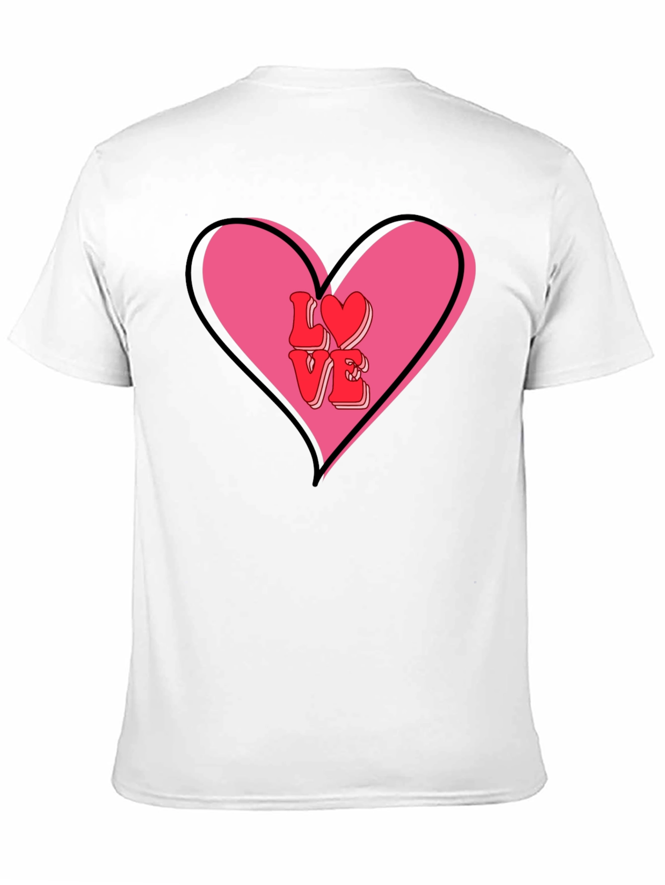 Love Heart Valentines Graphic Tee - Mens Black T-Shirt