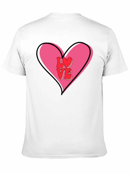 Love Heart Valentines Graphic Tee - Mens Black T-Shirt