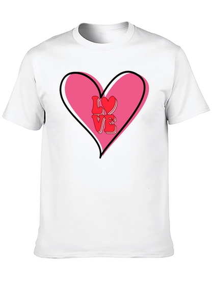 Love Heart Valentines Graphic Tee - Mens Black T-Shirt