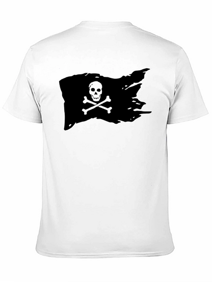 Black Pirate Flag T-Shirt Skull Bones Graphic Tee
