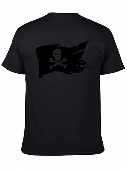Black Pirate Flag T-Shirt Skull Bones Graphic Tee