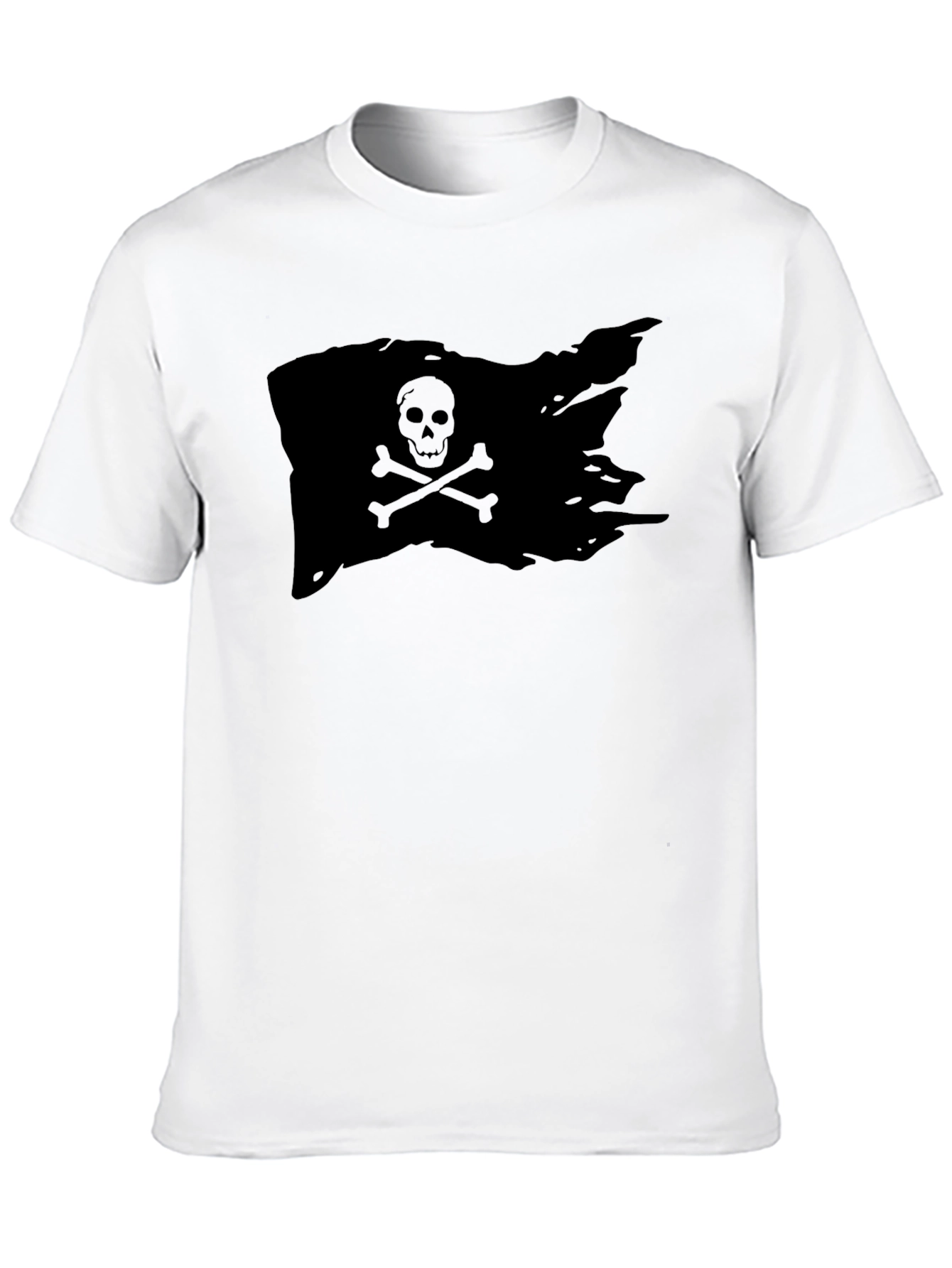 Black Pirate Flag T-Shirt Skull Bones Graphic Tee