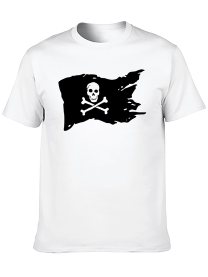 Black Pirate Flag T-Shirt Skull Bones Graphic Tee