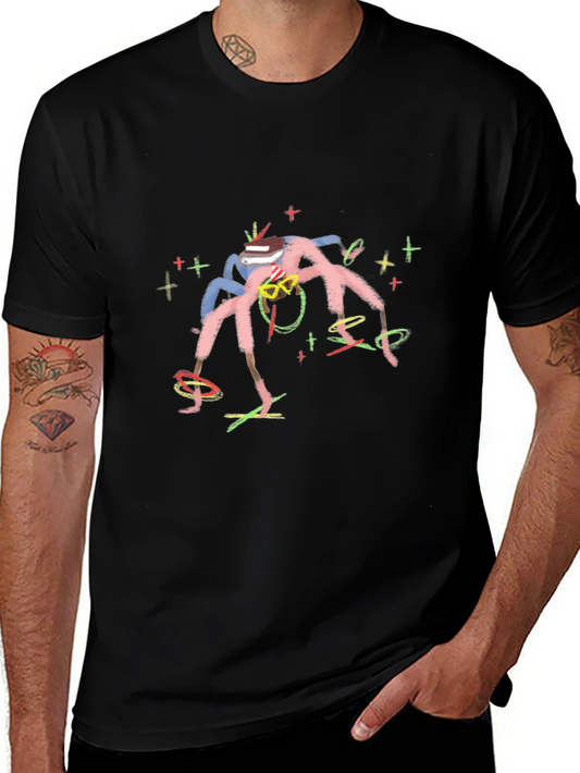 Abstract Art Graphic Print Black T-Shirt