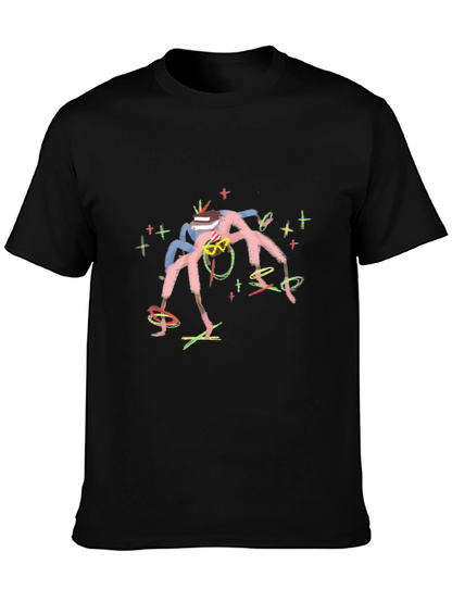 Abstract Art Graphic Print Black T-Shirt
