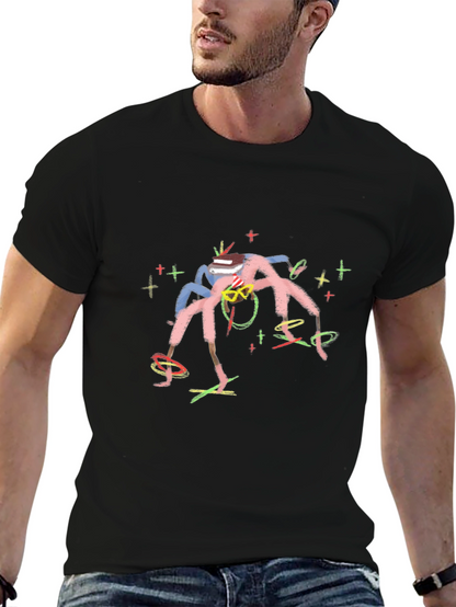 Abstract Art Graphic Print Black T-Shirt