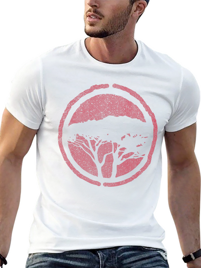 Black T-Shirt with Distressed Tree Circle Graphic