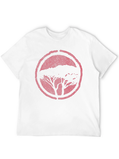 Black T-Shirt with Distressed Tree Circle Graphic