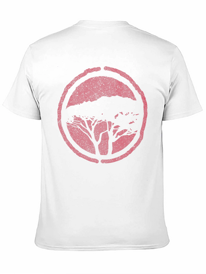 Black T-Shirt with Distressed Tree Circle Graphic