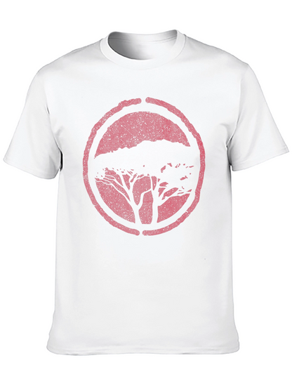 Black T-Shirt with Distressed Tree Circle Graphic