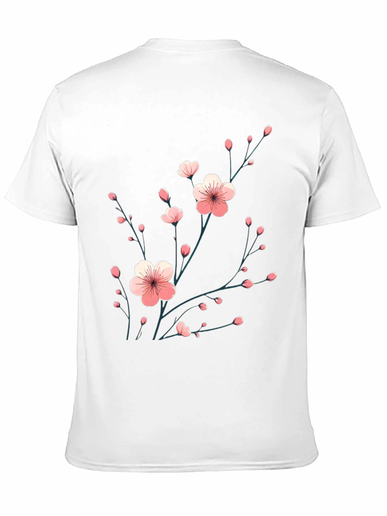 Black T-Shirt with Floral Cherry Blossom Design
