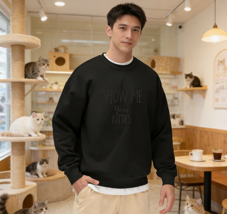 Playful "Show Me Your Kitties" Minimalist Sweater