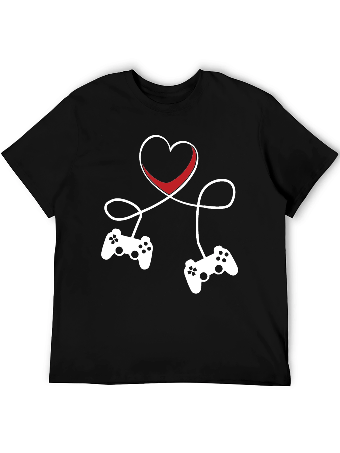 Gamer Love T-Shirt - Heart Connected Controller Design
