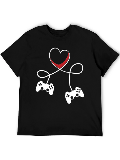 Gamer Love T-Shirt - Heart Connected Controller Design