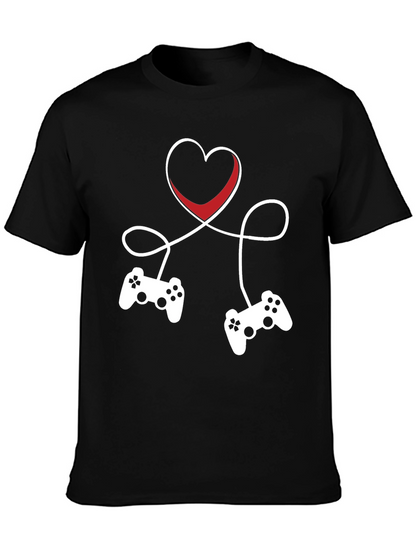 Gamer Love T-Shirt - Heart Connected Controller Design