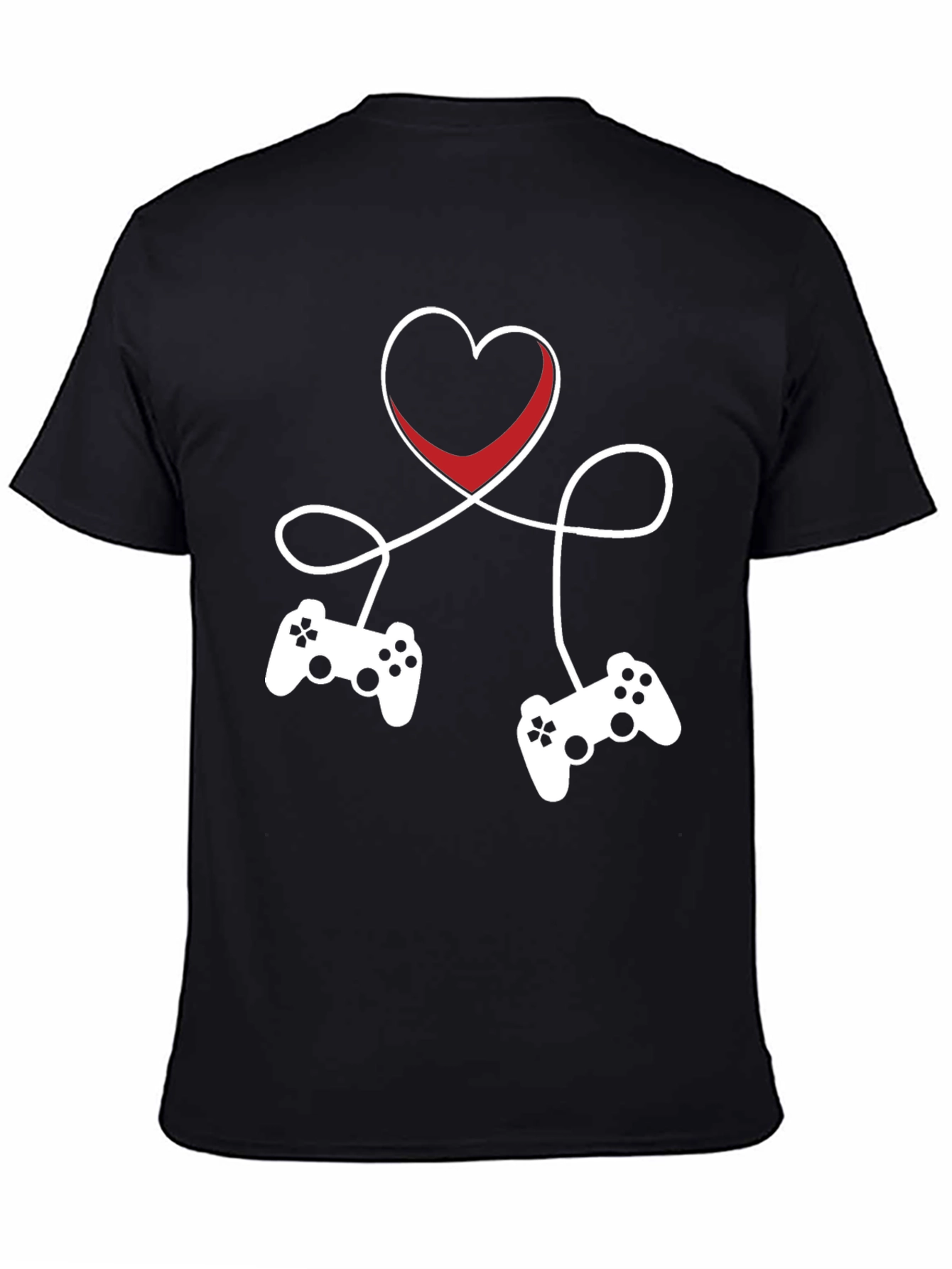 Gamer Love T-Shirt - Heart Connected Controller Design