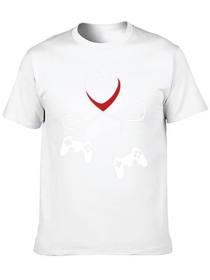 Gamer Love T-Shirt - Heart Connected Controller Design