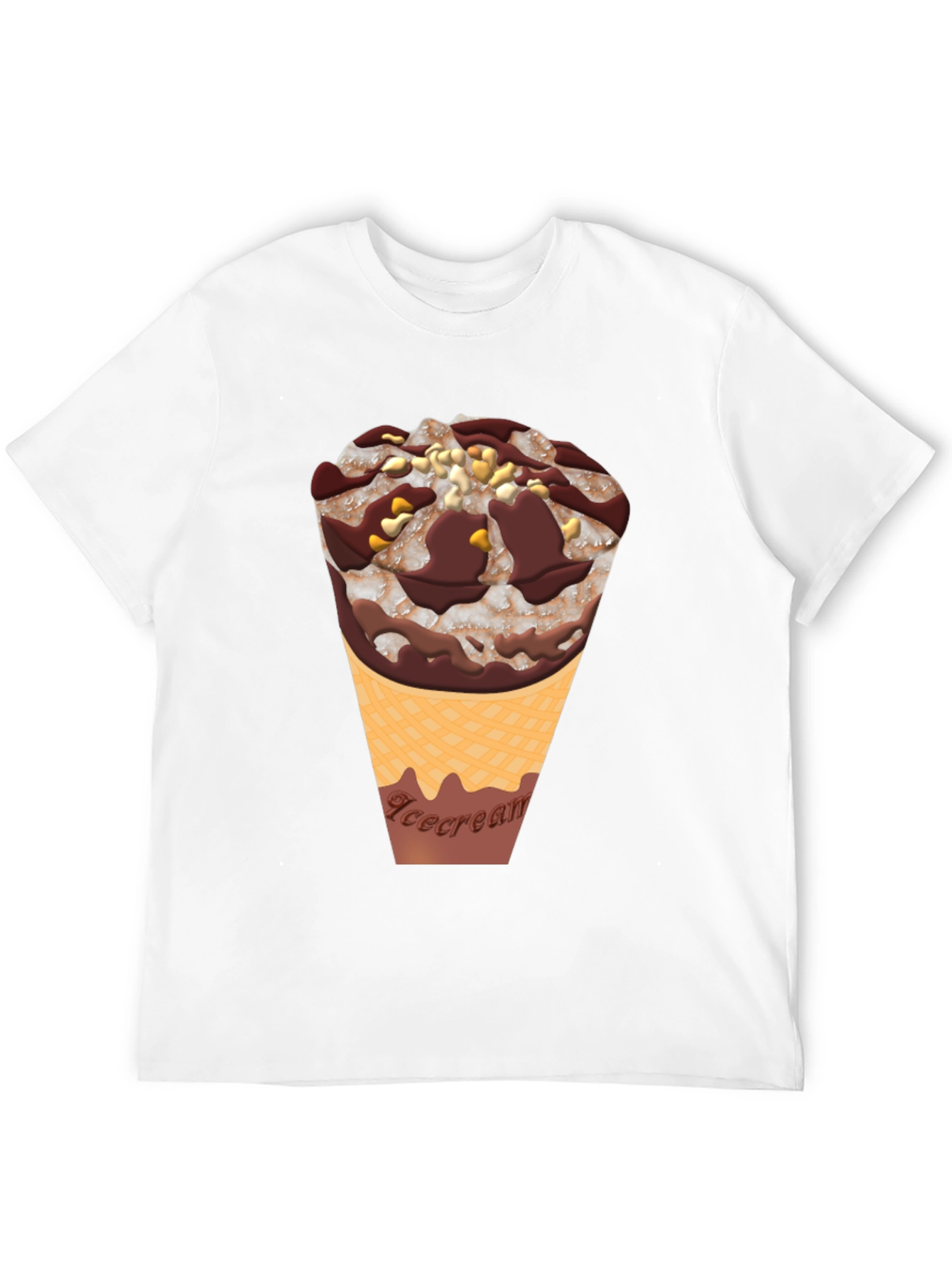 Ice Cream Cone Graphic Tee - Black Cotton Blend