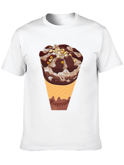 Ice Cream Cone Graphic Tee - Black Cotton Blend