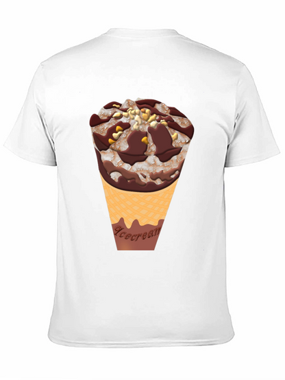Ice Cream Cone Graphic Tee - Black Cotton Blend