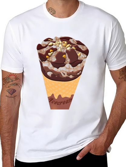 Ice Cream Cone Graphic Tee - Black Cotton Blend