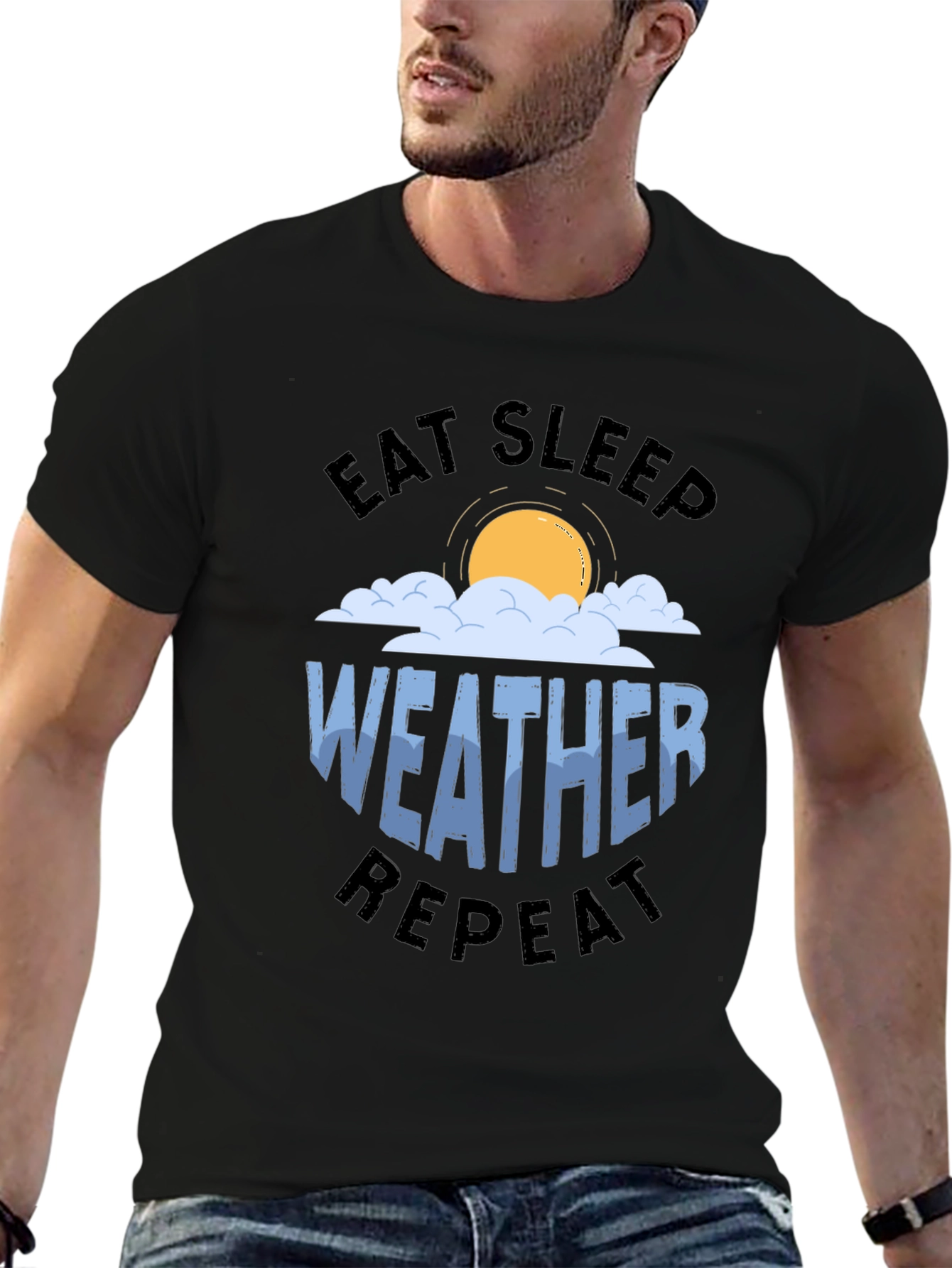 Eat Sleep Weather Repeat Graphic Tee