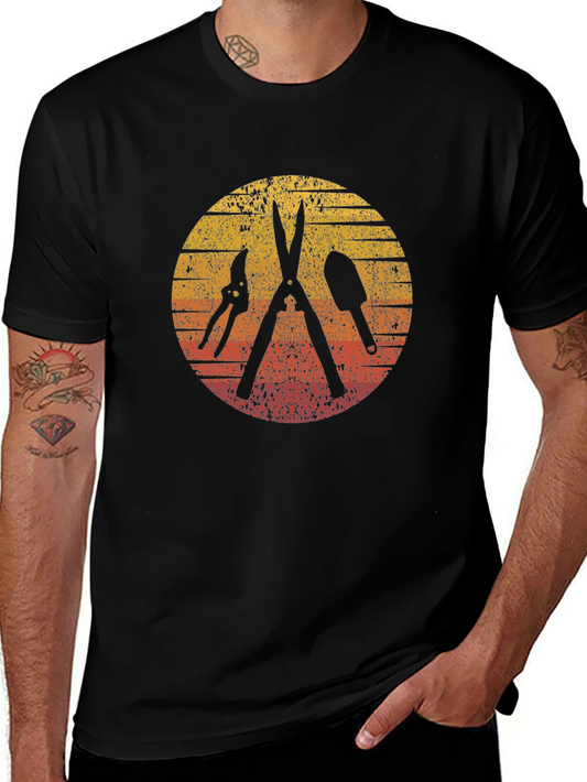 Gardening Tool Silhouette Graphic Tee - Black