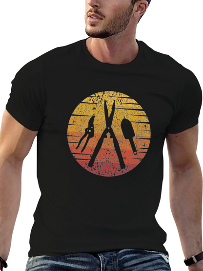 Gardening Tool Silhouette Graphic Tee - Black