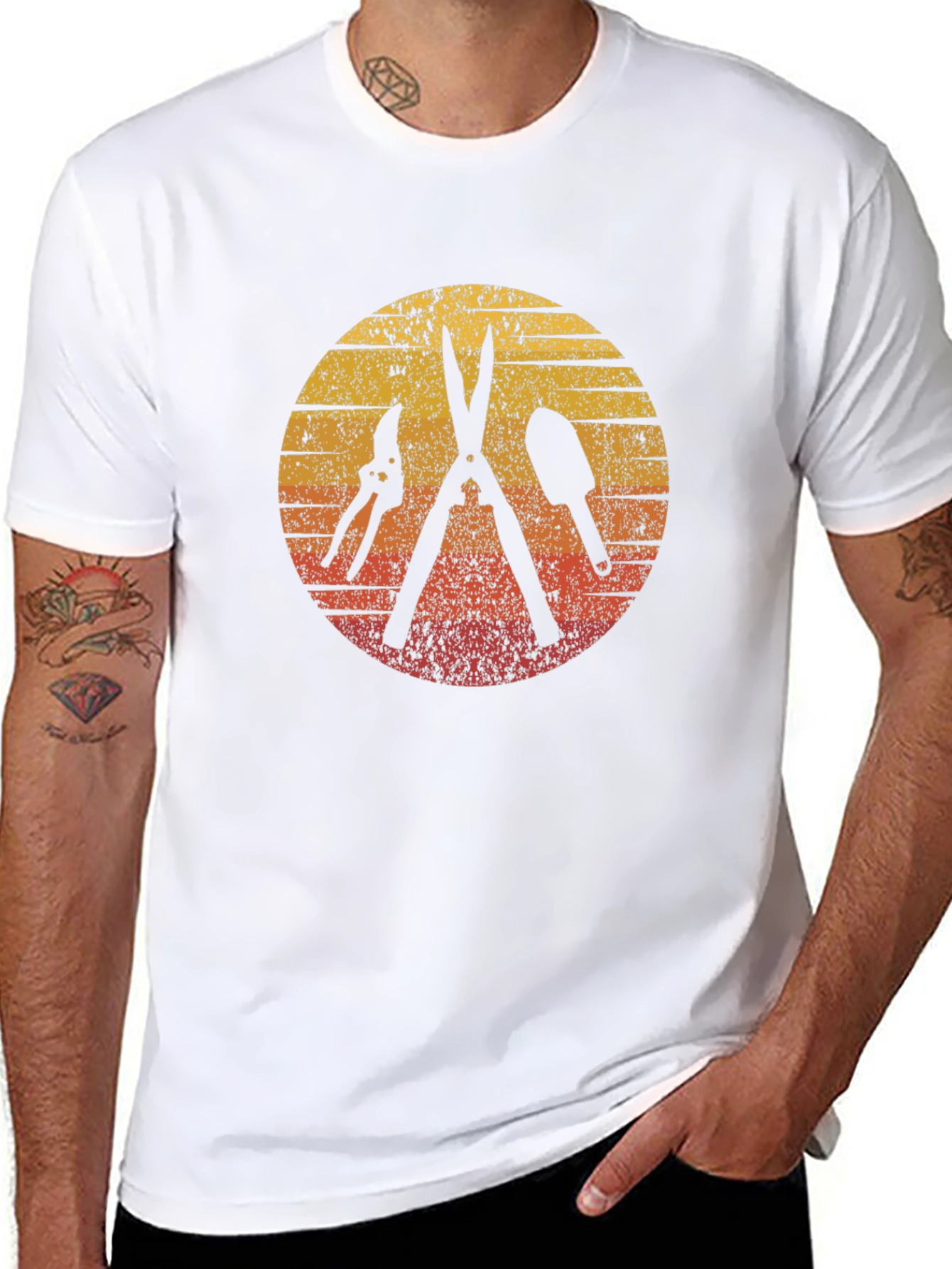 Gardening Tool Silhouette Graphic Tee - Black