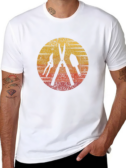 Gardening Tool Silhouette Graphic Tee - Black