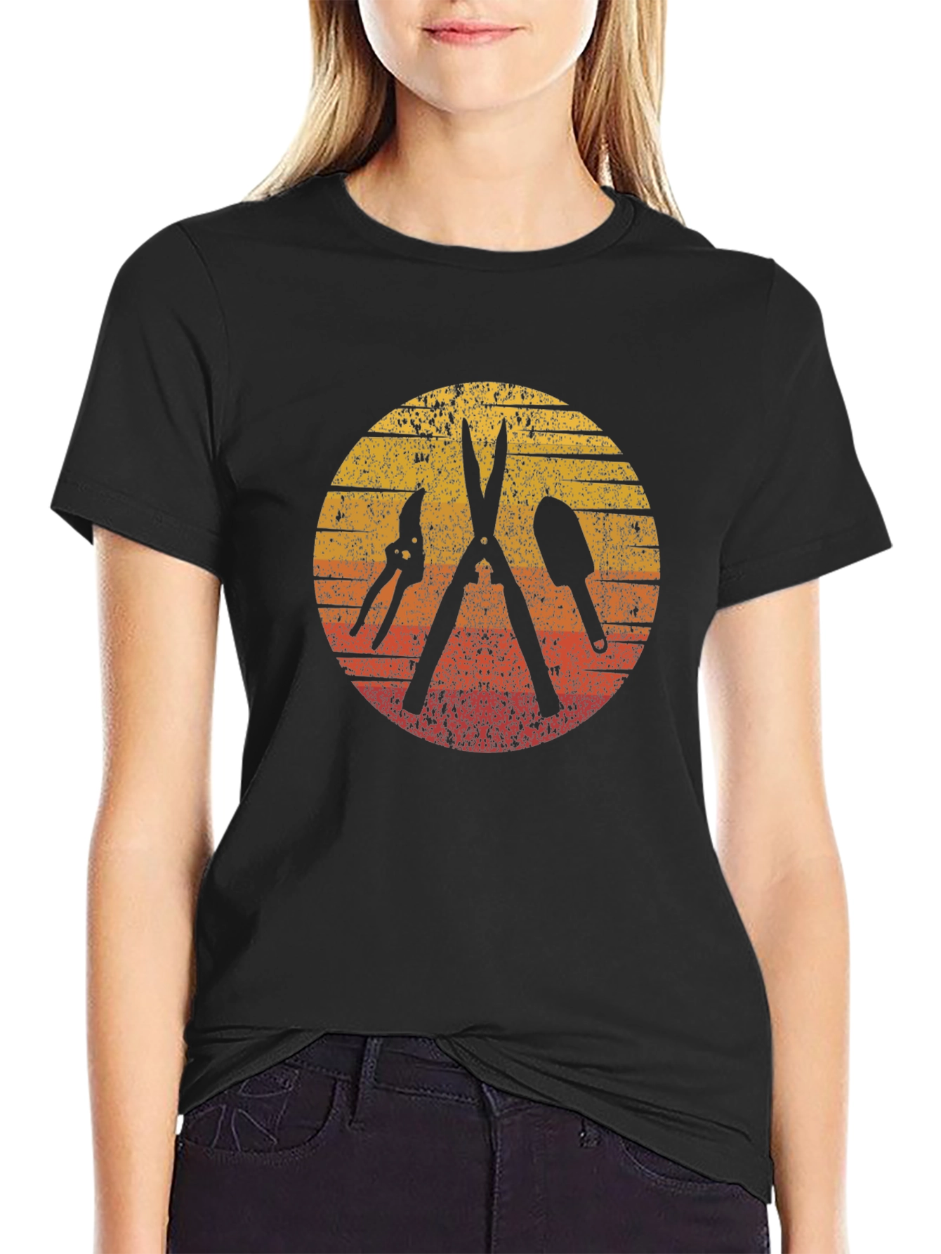 Gardening Tool Silhouette Graphic Tee - Black