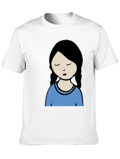 Cartoon Girl Graphic Black T-Shirt