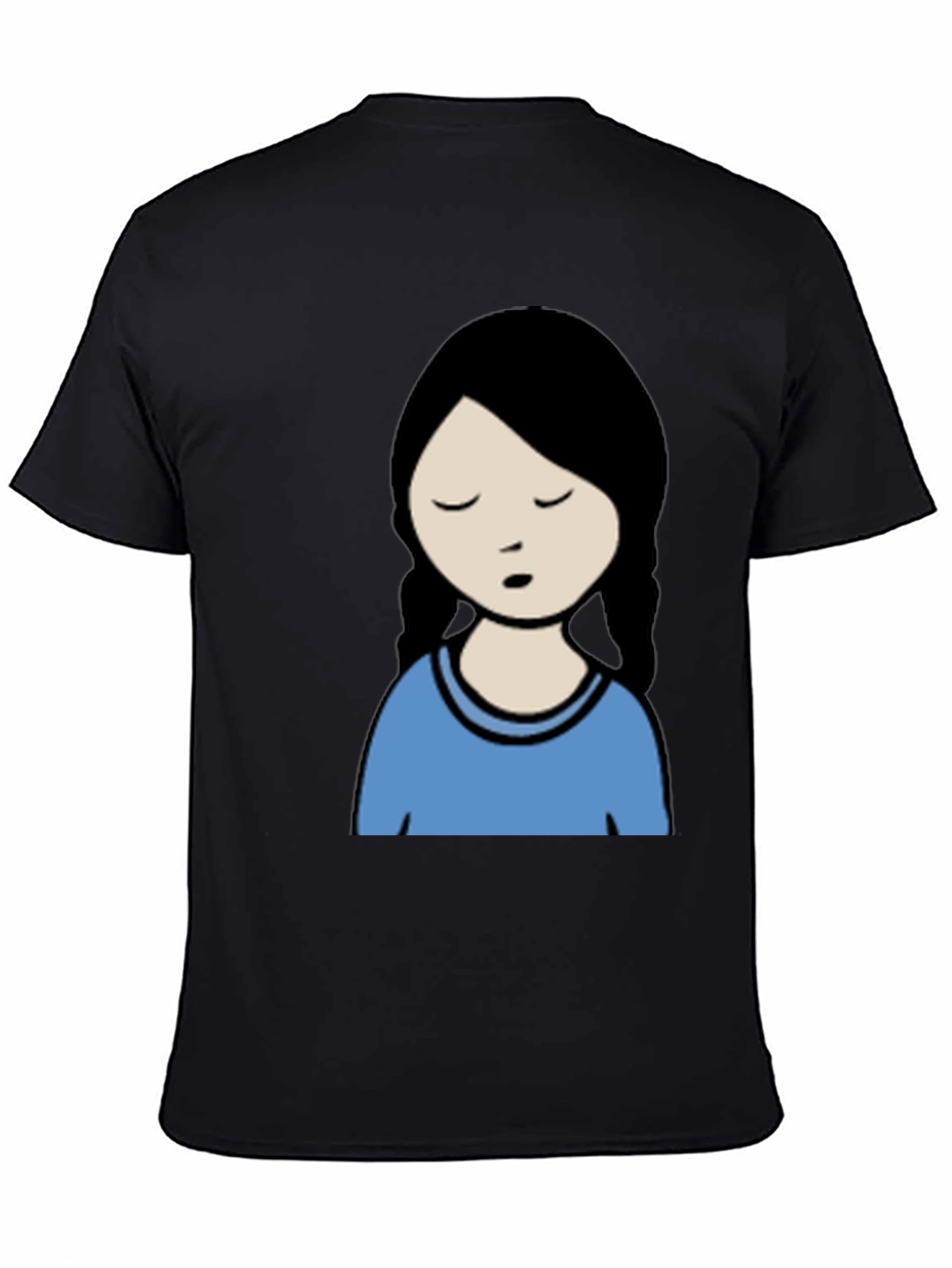 Cartoon Girl Graphic Black T-Shirt