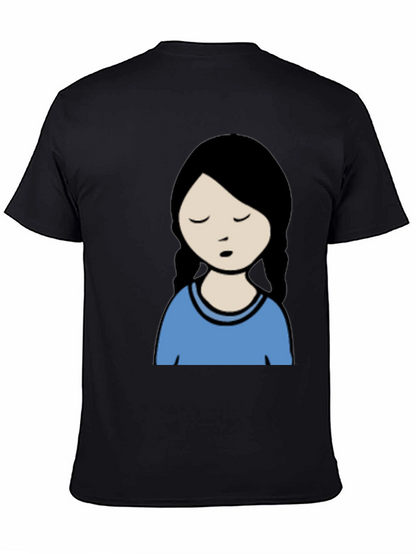 Cartoon Girl Graphic Black T-Shirt