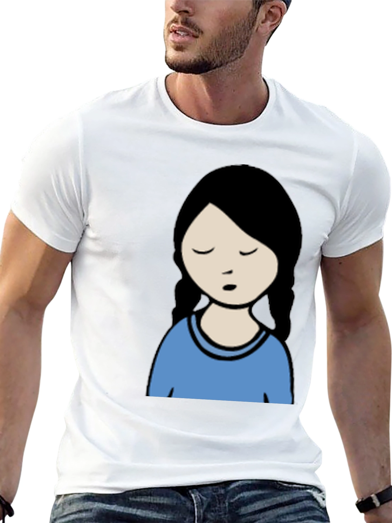 Cartoon Girl Graphic Black T-Shirt