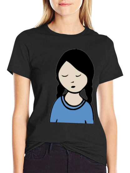 Cartoon Girl Graphic Black T-Shirt