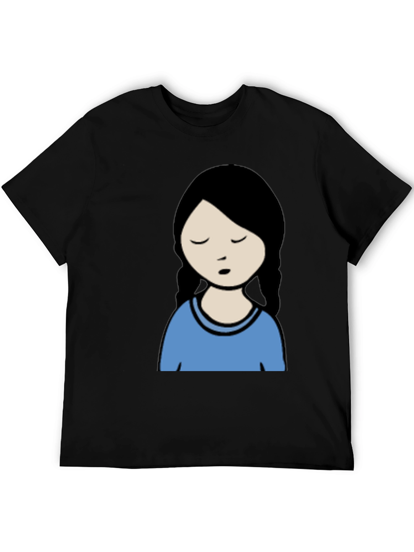Cartoon Girl Graphic Black T-Shirt