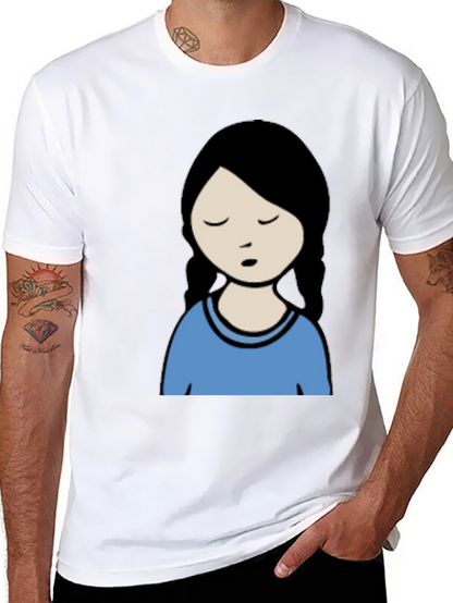 Cartoon Girl Graphic Black T-Shirt