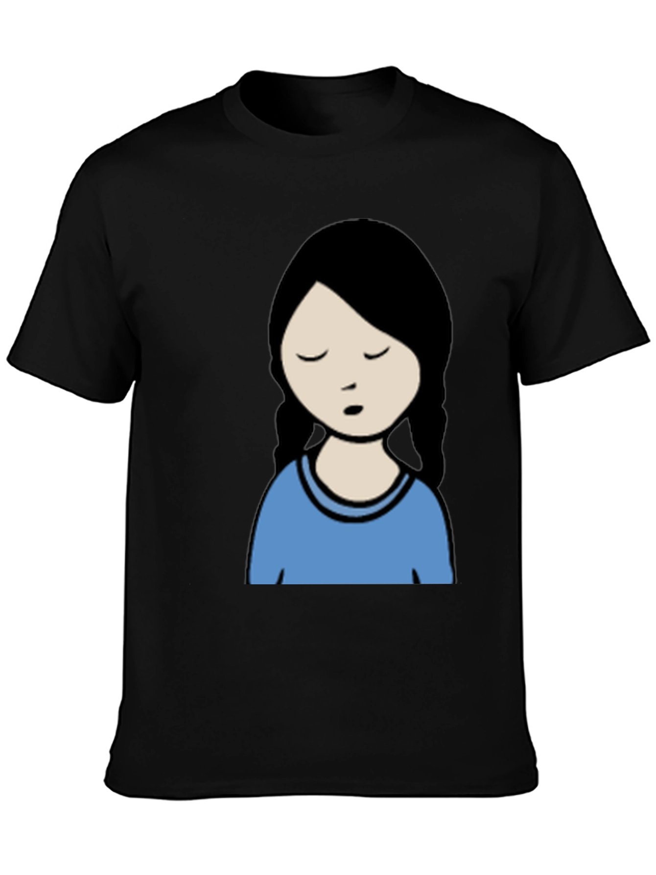 Cartoon Girl Graphic Black T-Shirt