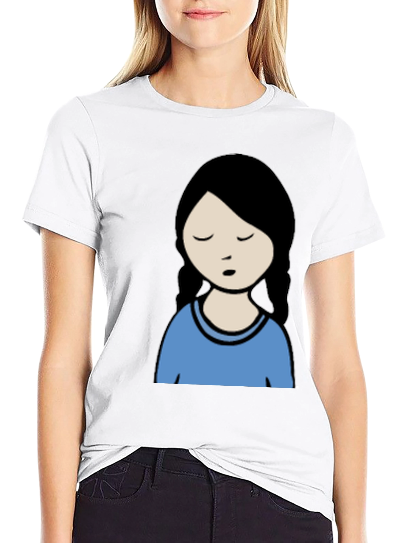 Cartoon Girl Graphic Black T-Shirt