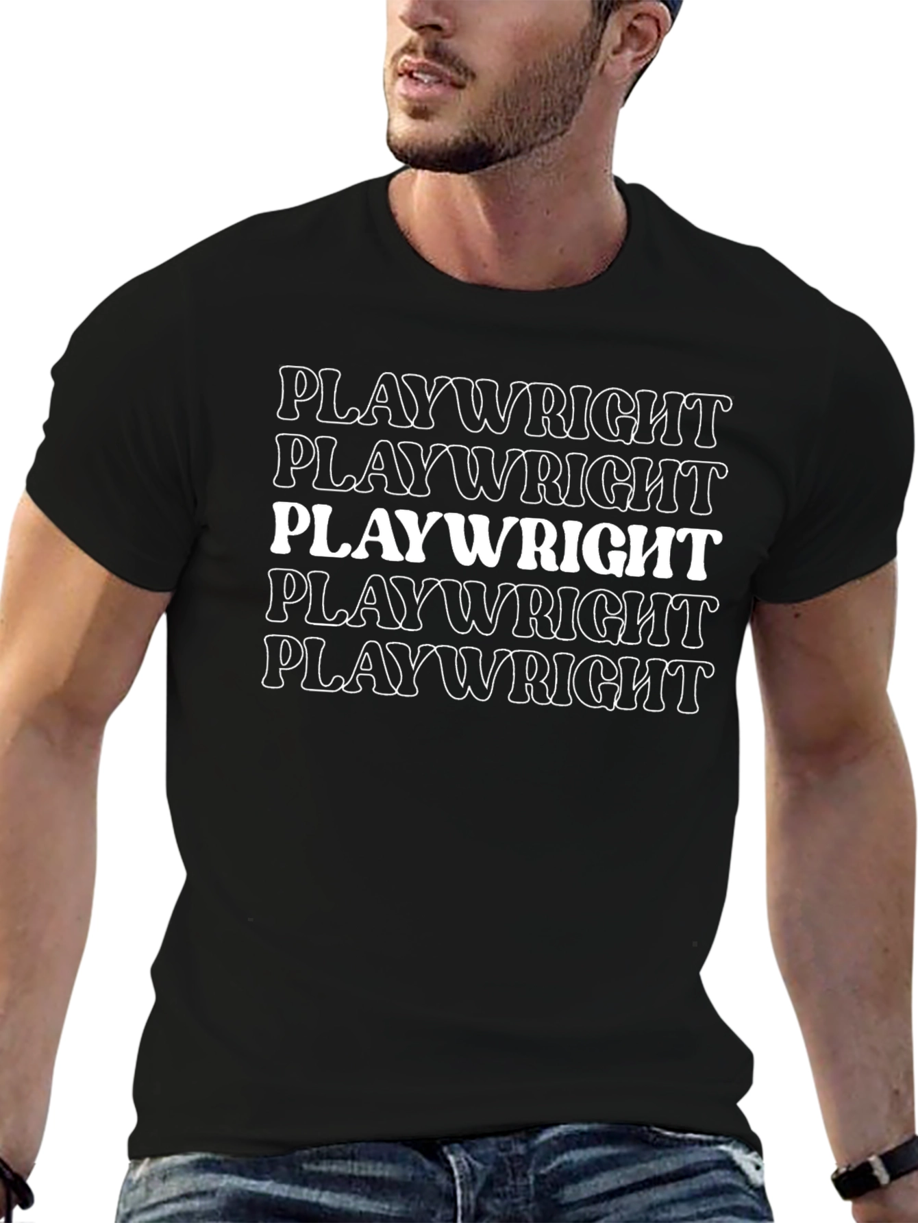 Playwright Tee - Black Crew Neck Graphic T-Shirt