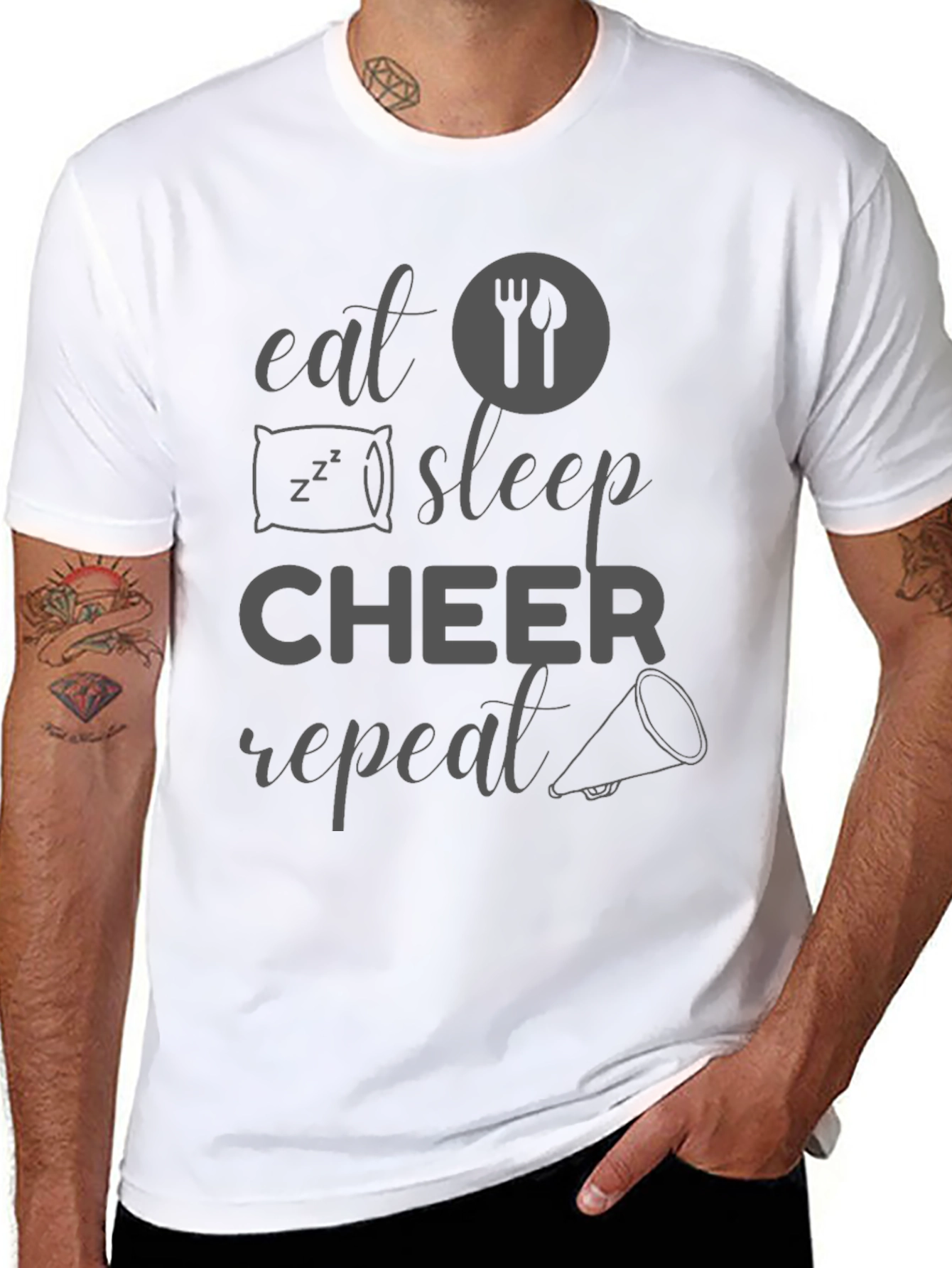 Eat Sleep Cheer Repeat Graphic T-Shirt