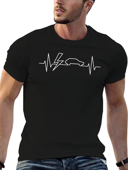 Electric Car Heartbeat T-Shirt - Modern Style